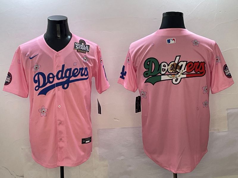 Men Los Angeles Dodgers Blank Pink Sakura Edition 2025 Nike MLB Jersey style 9